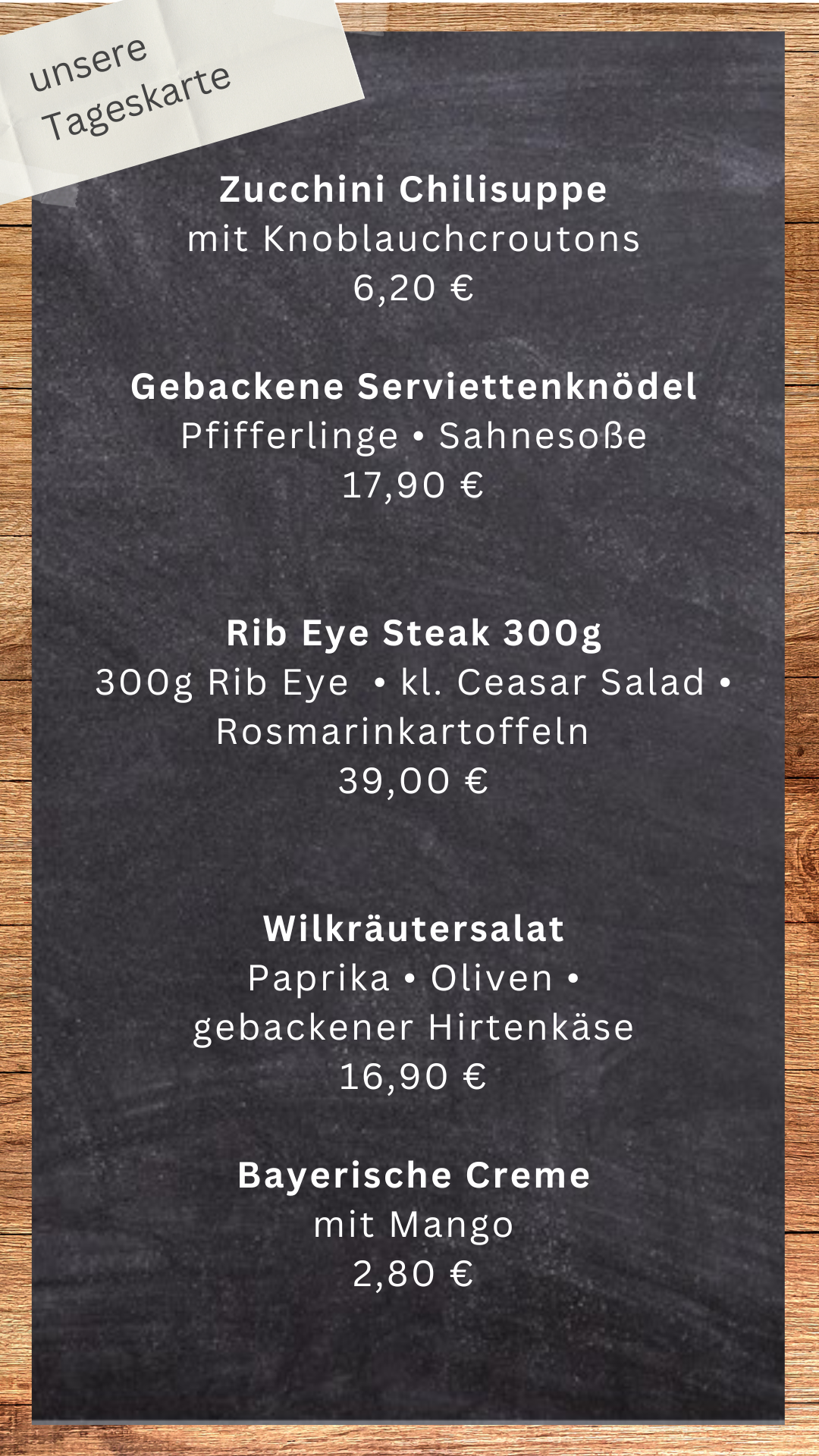 Tageskarte Homepage