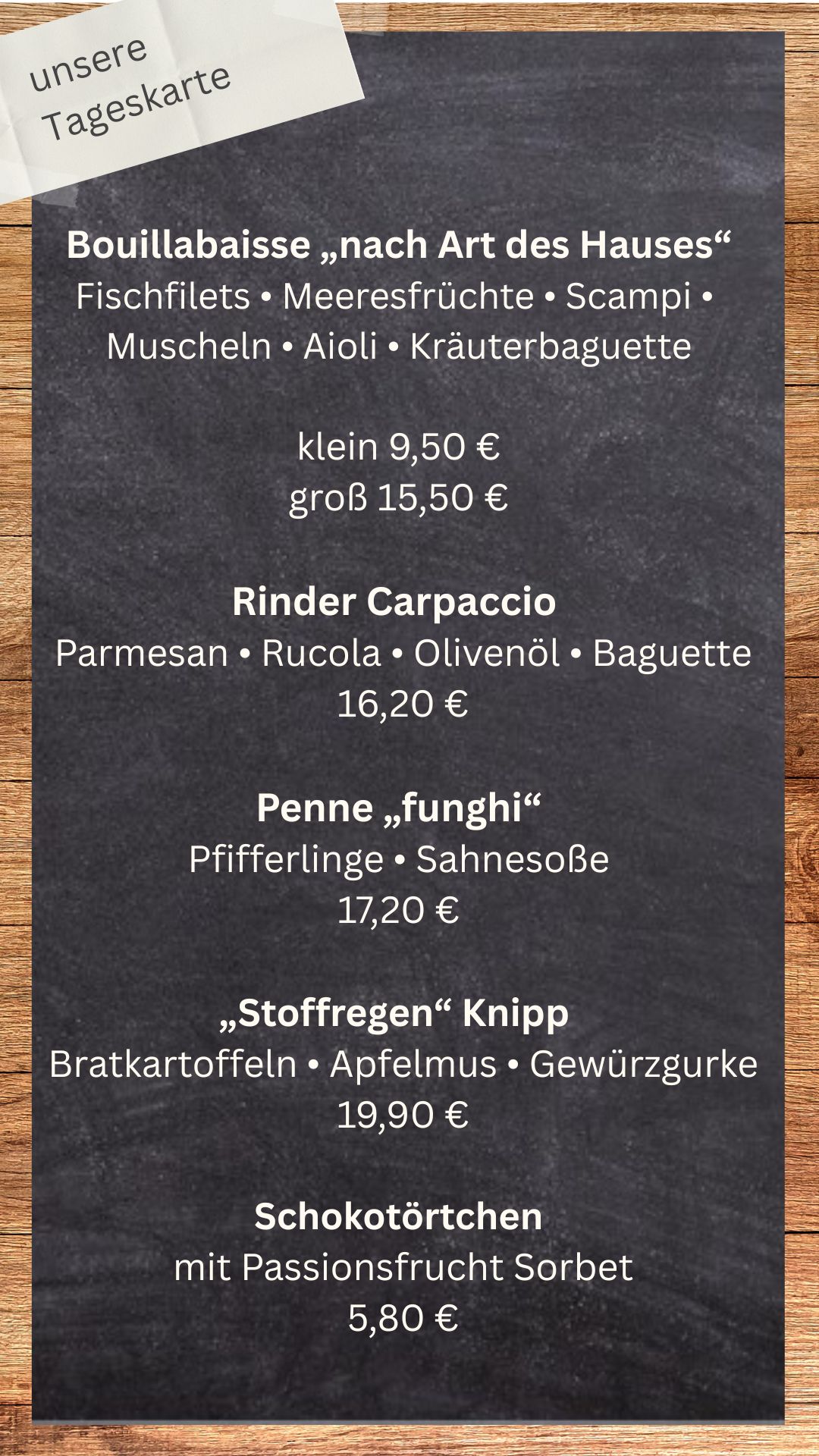 Tageskarte Homepage
